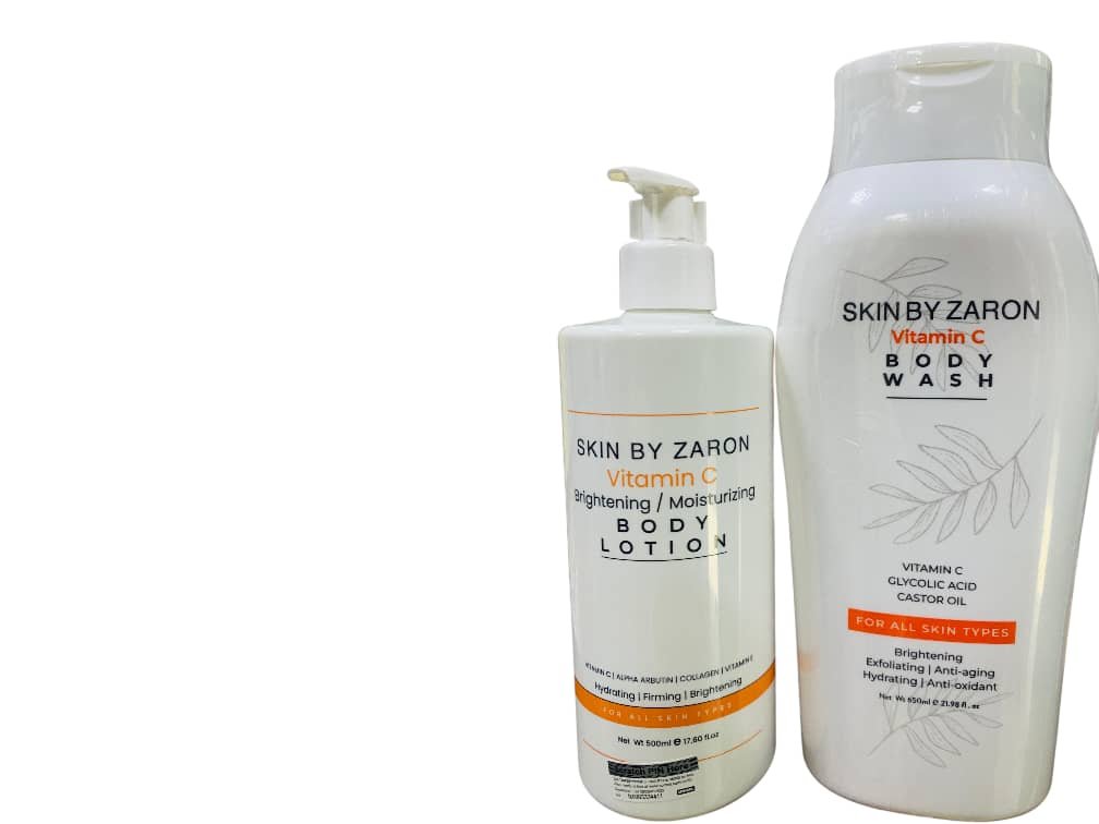 Skin By Zaron Vitamin C Brightening Exfoliating Body Wash & Skin By Zaron Vitamin C Brightening/Moisturizing Body Lotion