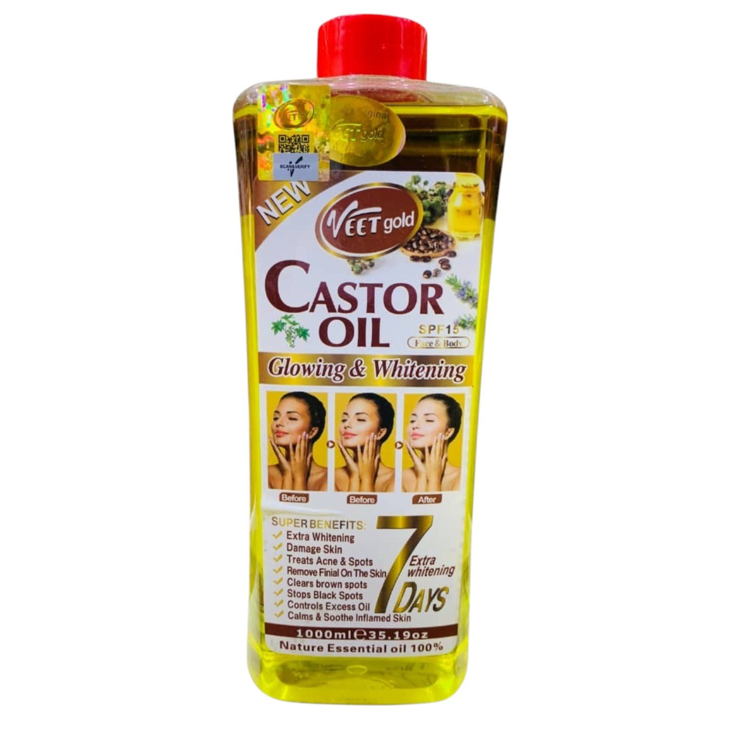 Veet Gold Castor Face & Body Oil SPF15 1000ml