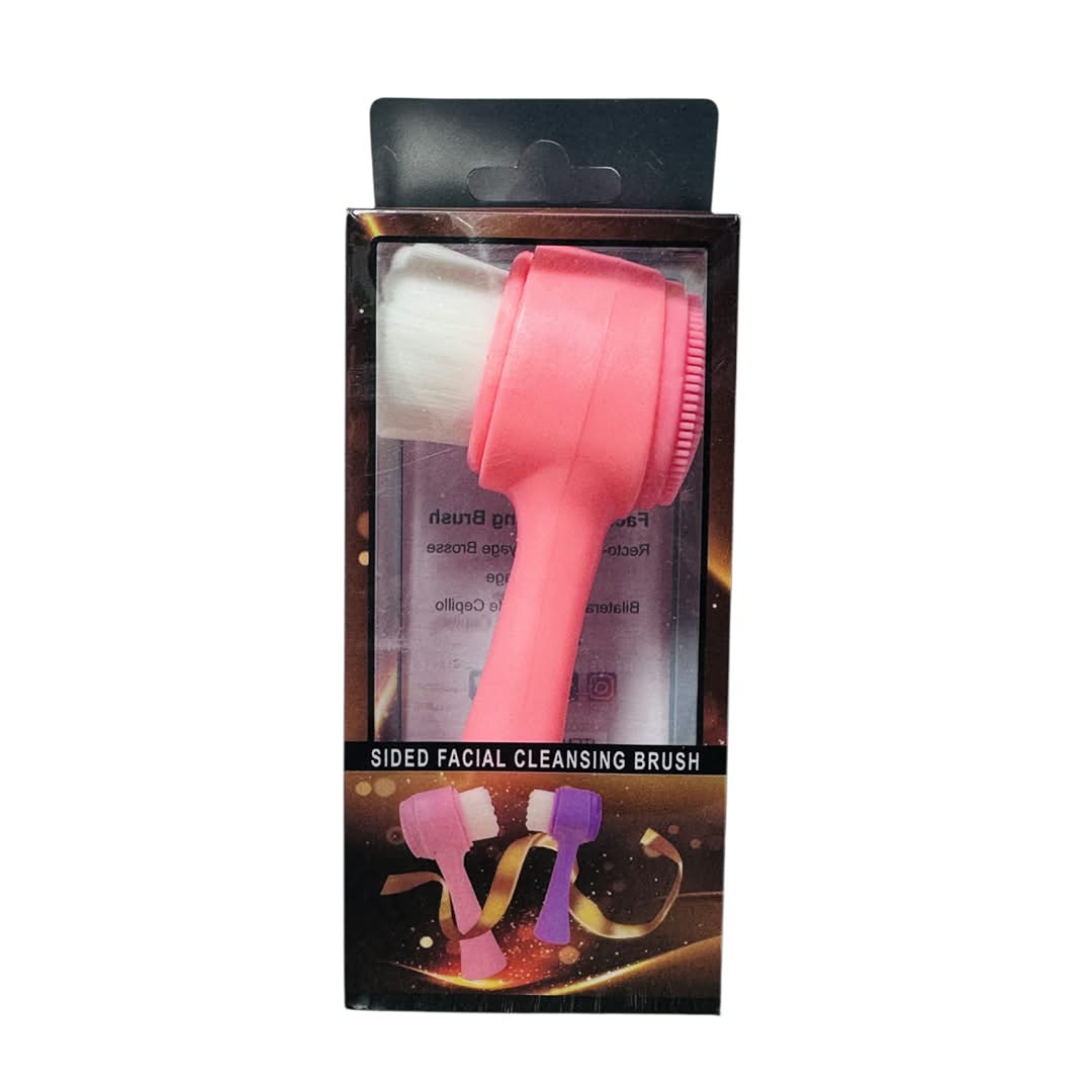 Pink Double-Sided Manual Facial Cleansing Brush