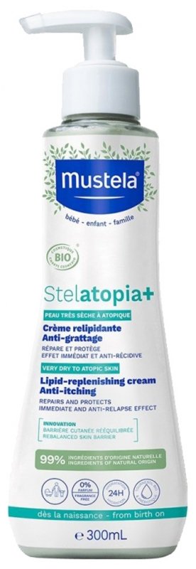Mustela Stelatopia Lipid-replenishing cream, anti-itching, certified organic 300ml